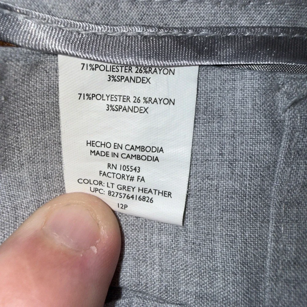 Daisy Fuentes Womens 12P Light Grey Heather Dress Pants Cropped‎ Capris Stretch